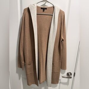 Banana Republic Hooded Long Cardigan Medium Tan Cream